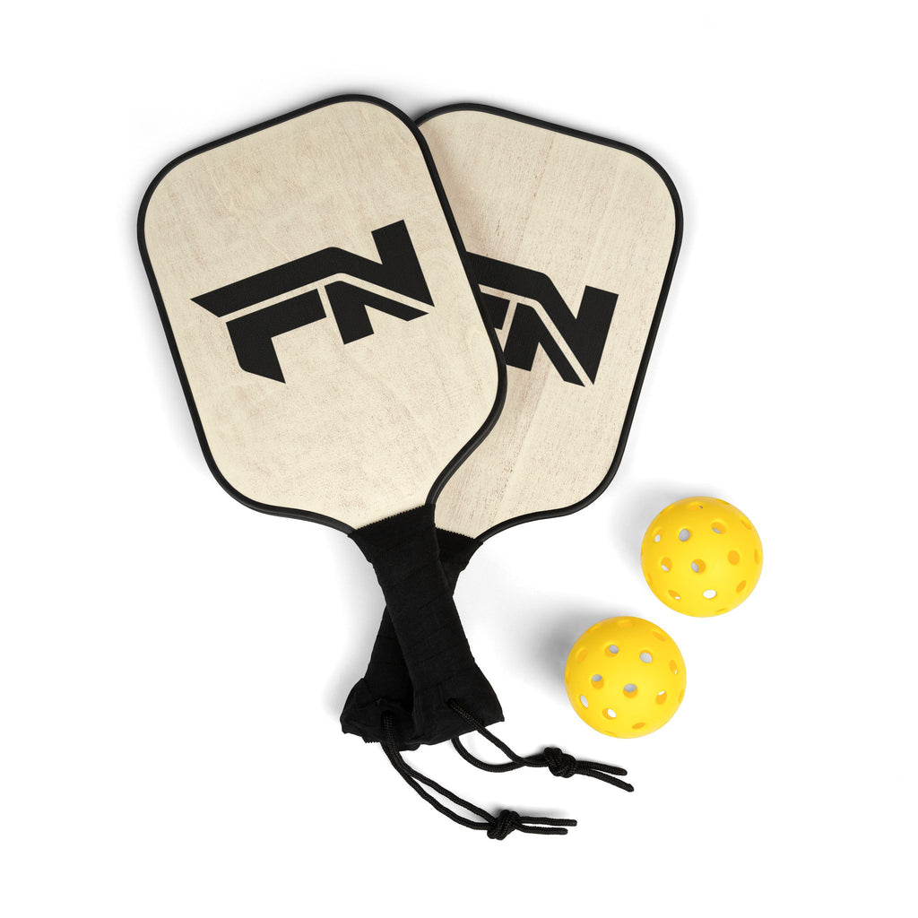 Pickleball Paddle Set — FN Logo Wooden Paddles with Balls