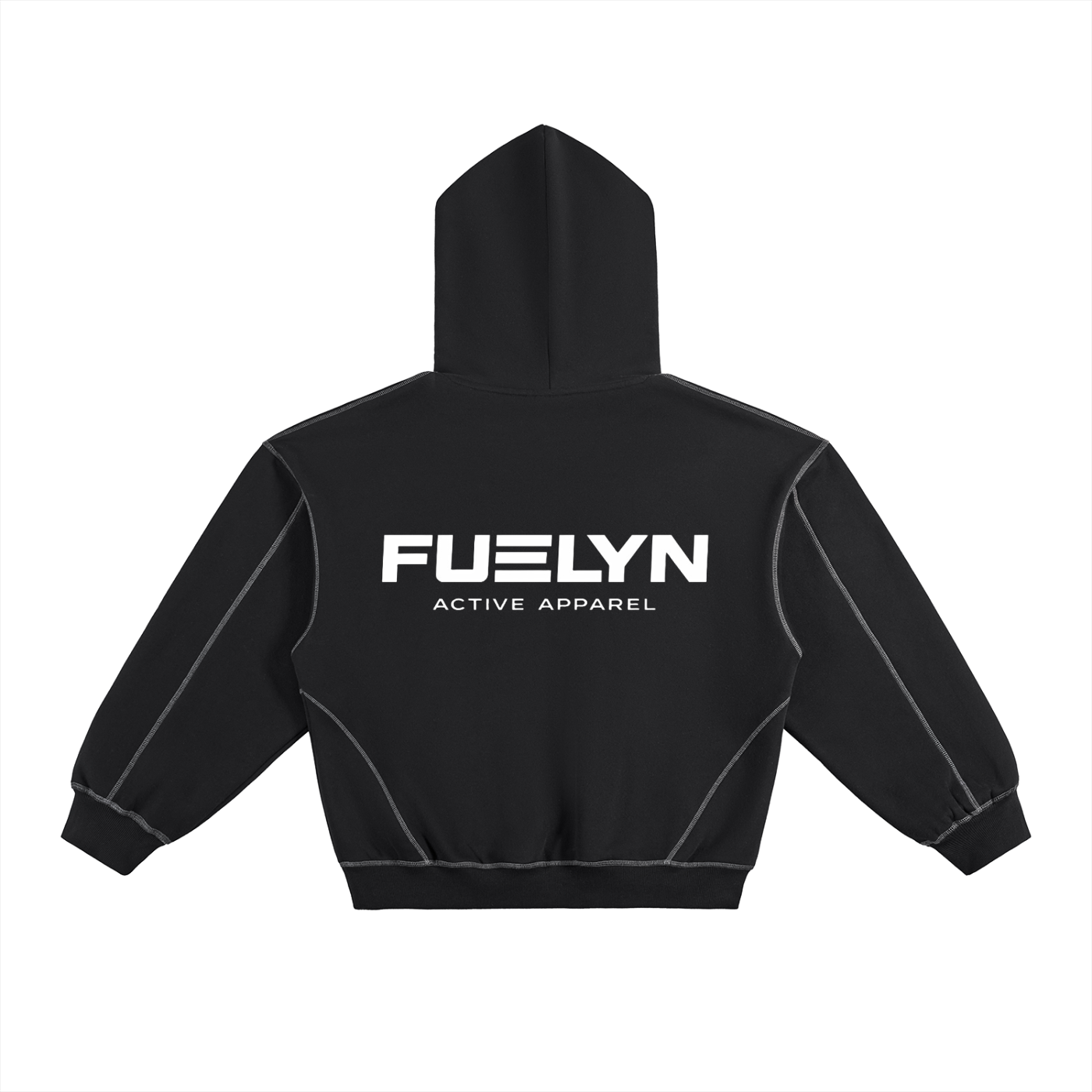 FUELYN Contrast-Stitched Boxy Fleece Hoodie