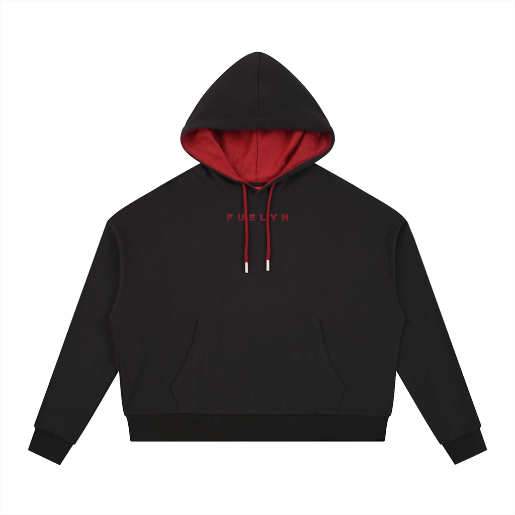 FUELYN RED Contrast Drawstring Hoodie