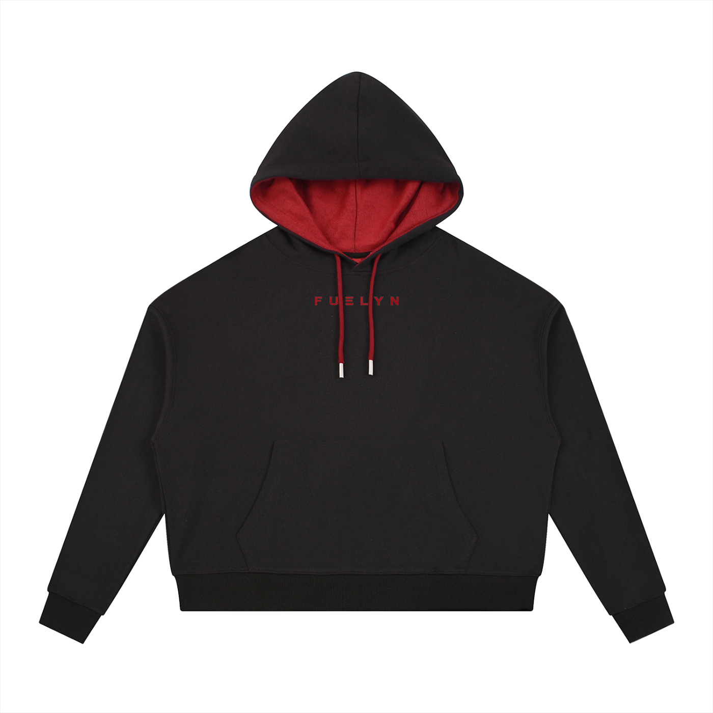 FUELYN RED Contrast Drawstring Hoodie