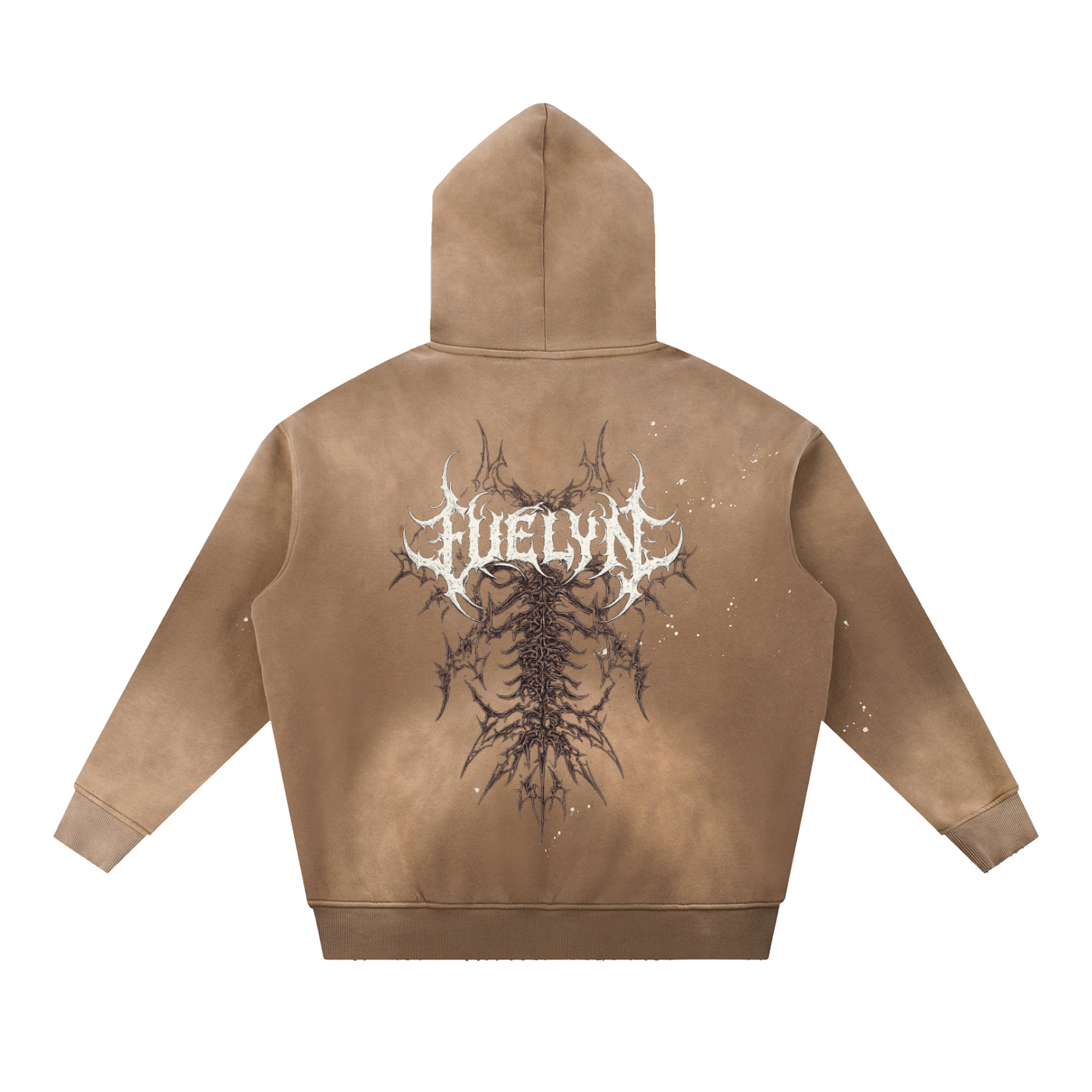 FUELYN Iron Spine Vintage Washed Frayed Fleece Hoodie