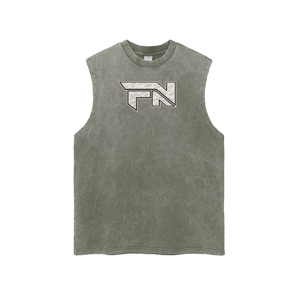 FUELYN Snow Washed Frayed Hem Tank Top
