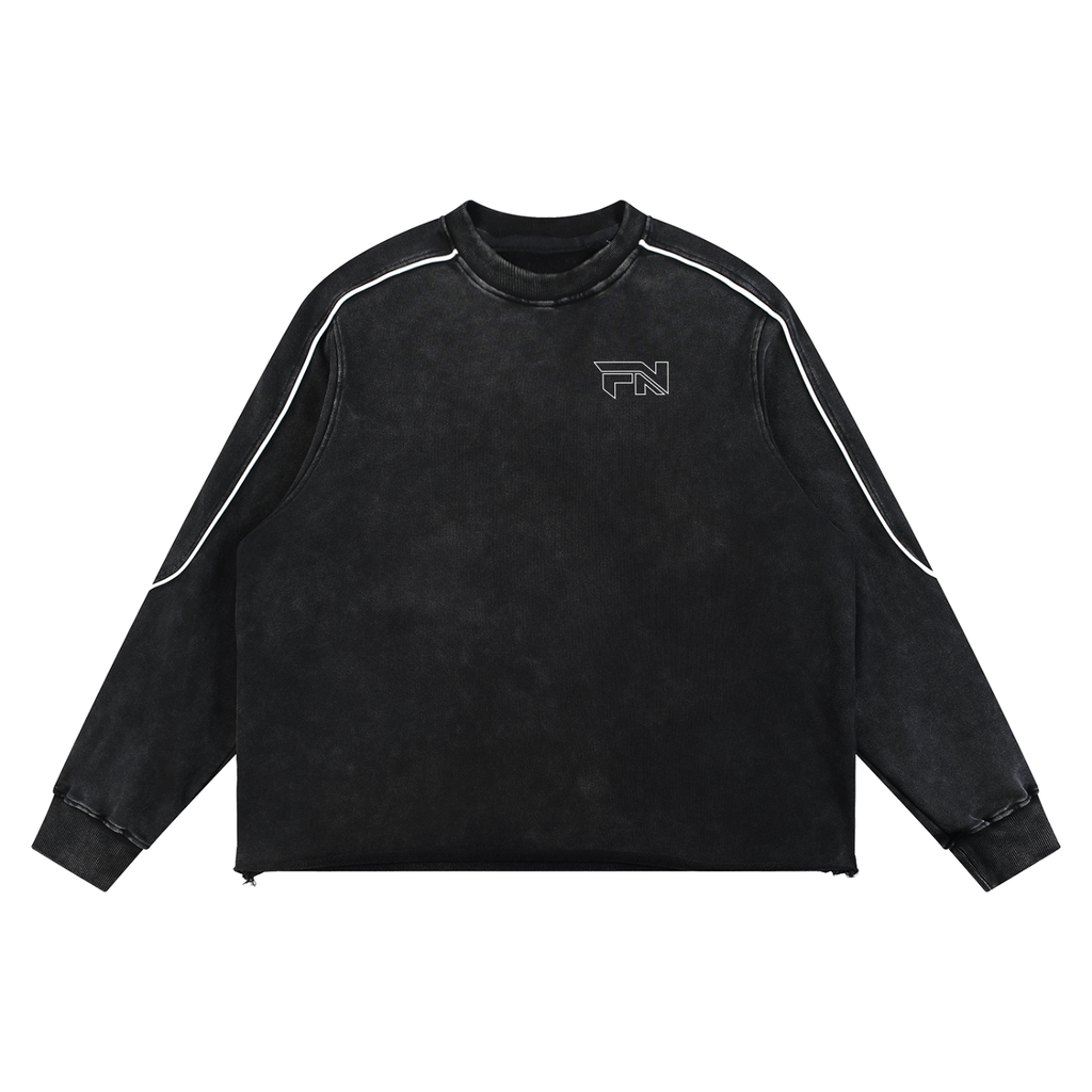 Fuelyn Mineral Wash Piping Raw Hem Sweatshirt